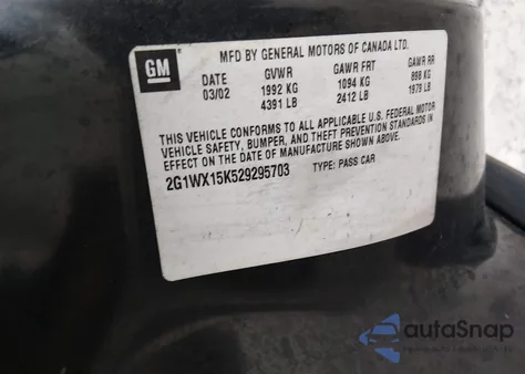 2002 Chevrolet Monte Carlo Ss z USA, uszkodzony, nr VIN 2G1WX15K529295703